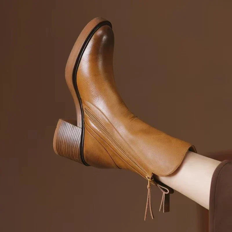 Isabella | Ankle Boots With Side Zipper And Block Heel