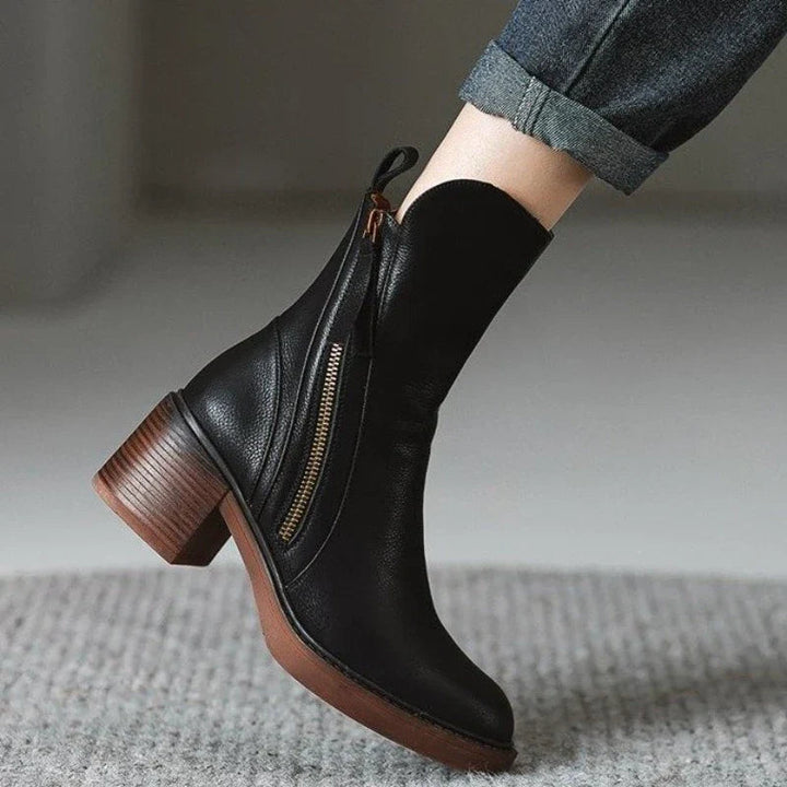 Isabella | Ankle Boots With Side Zipper And Block Heel