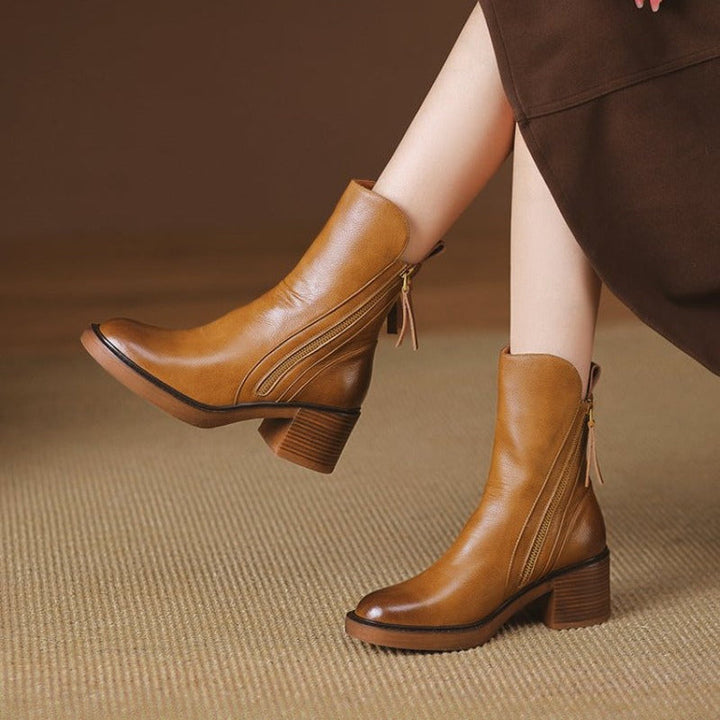 Isabella | Ankle Boots With Side Zipper And Block Heel