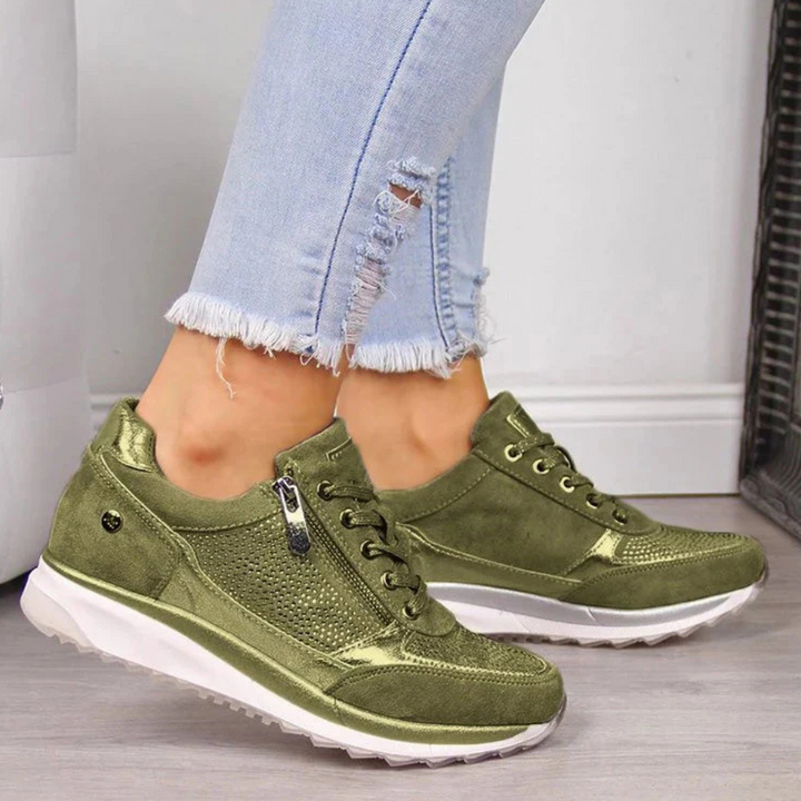 Isabella | Casual Sneakers with Side Zip and Perforated Panels
