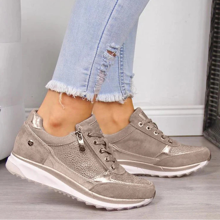 Isabella | Casual Sneakers with Side Zip and Perforated Panels