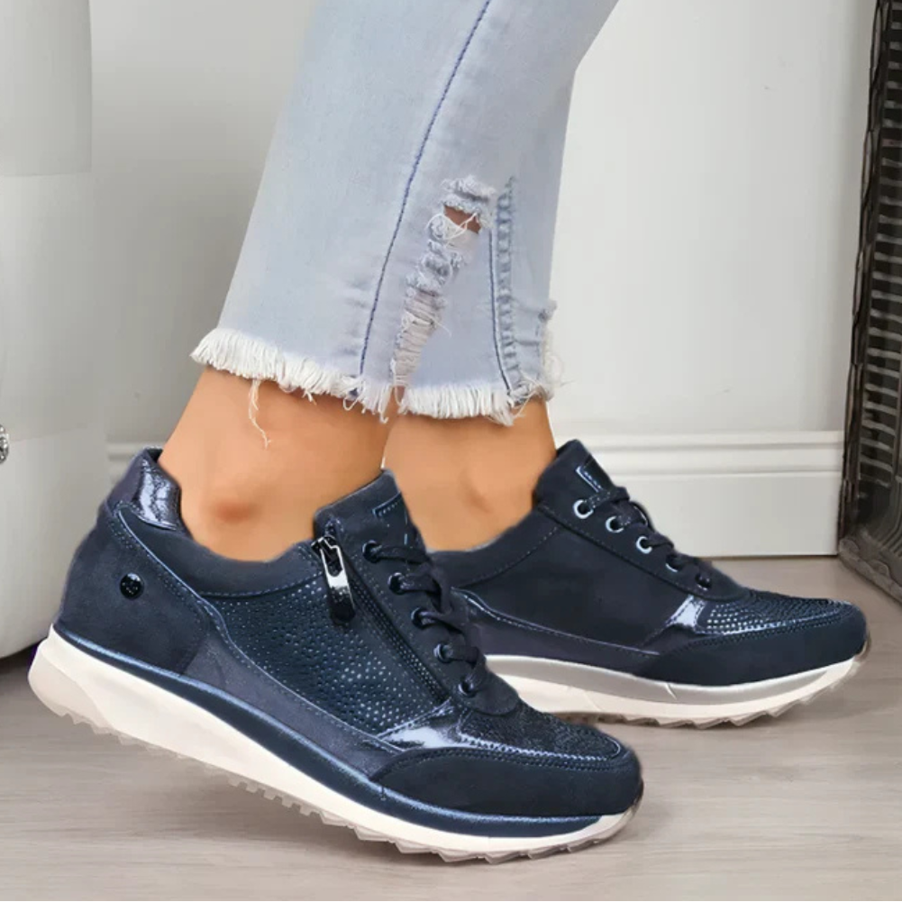 Isabella | Casual Sneakers with Side Zip and Perforated Panels