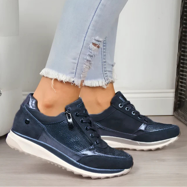 Isabella | Casual Sneakers with Side Zip and Perforated Panels