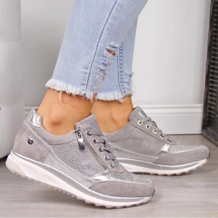 Isabella | Casual Sneakers with Side Zip and Perforated Panels
