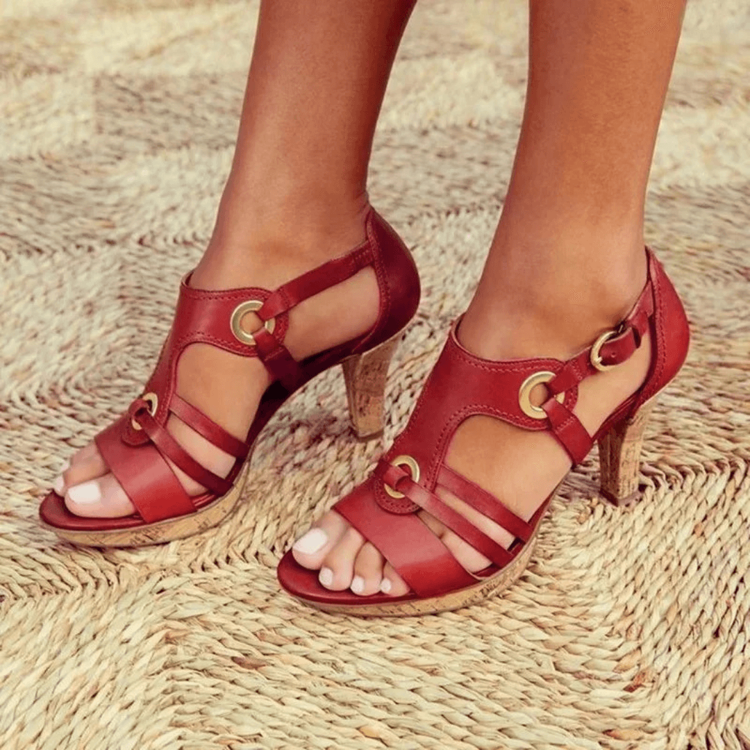 Isabelline | Elegant Strappy Heel Sandals with Buckle