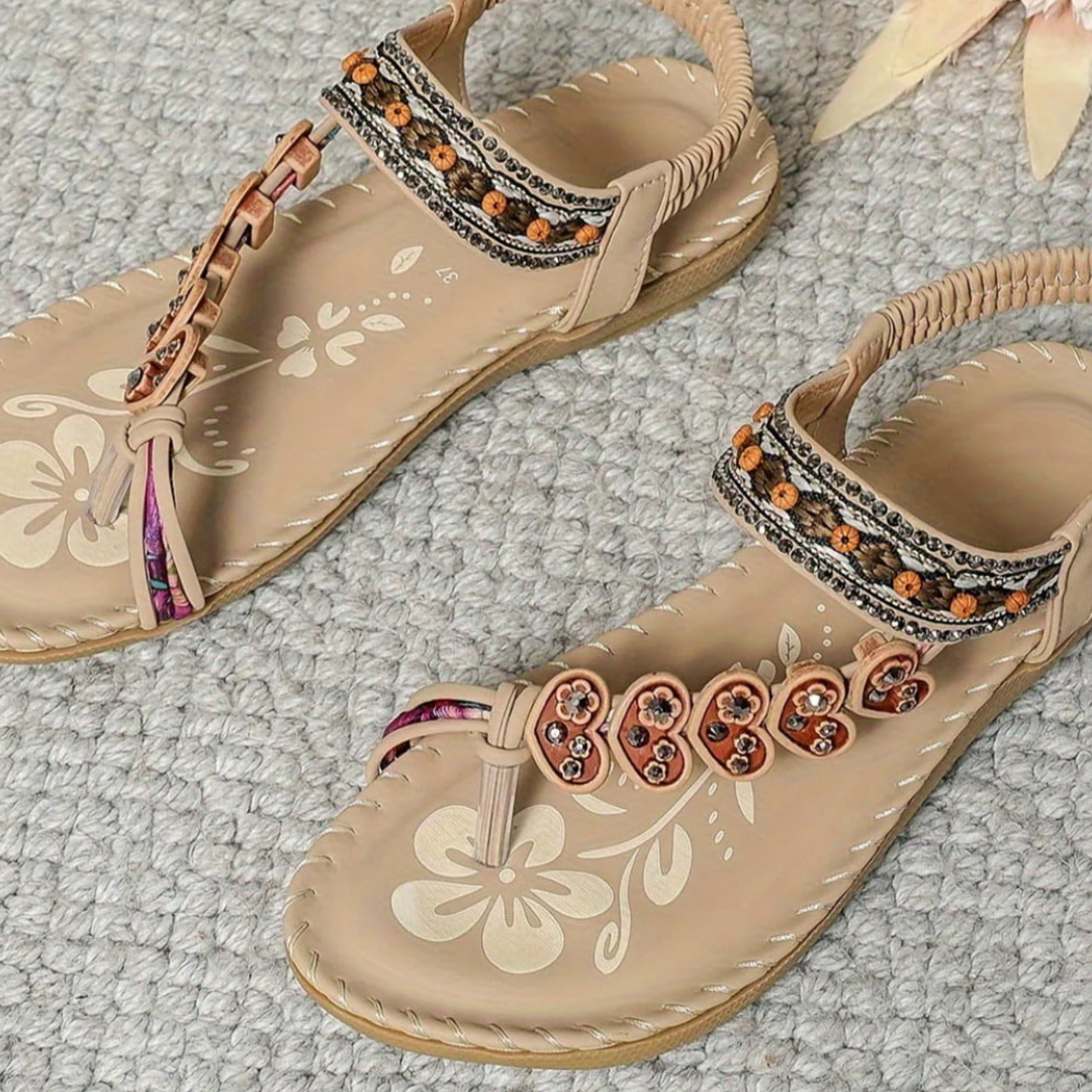 Isla | Boho Sandals With Beaded Strap Detail