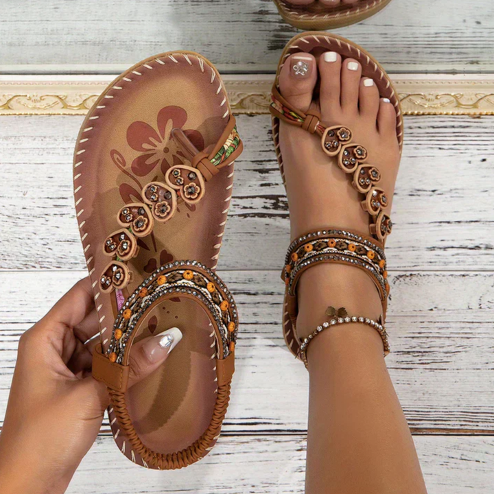 Isla | Boho Sandals With Beaded Strap Detail