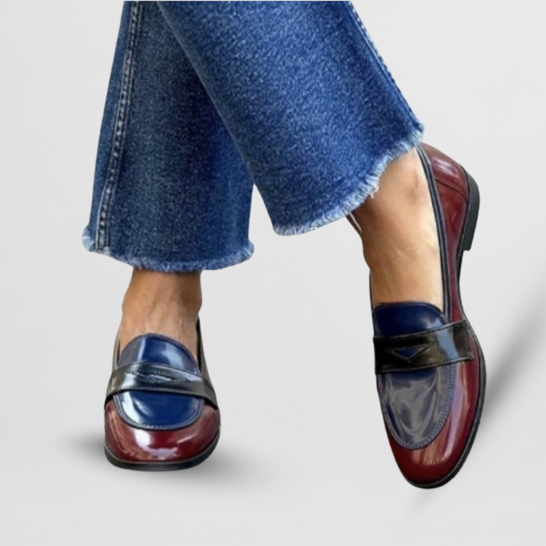 Isla | Classic Penny Loafers with Colorblock Finish