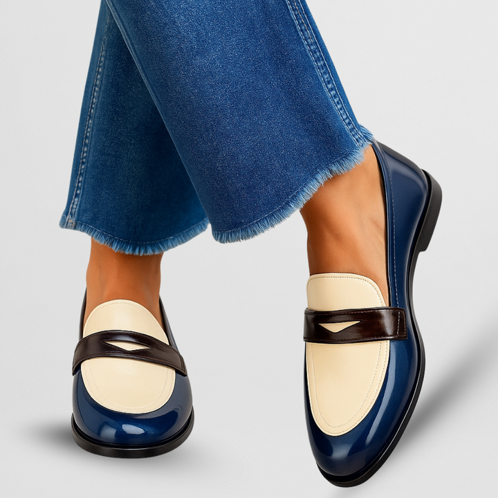 Isla | Classic Penny Loafers with Colorblock Finish