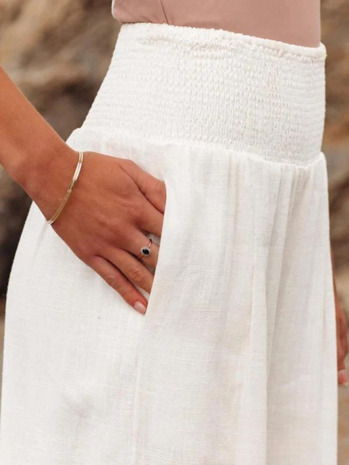 Isla | Flowing Wide Leg Pants With Smocked Waist