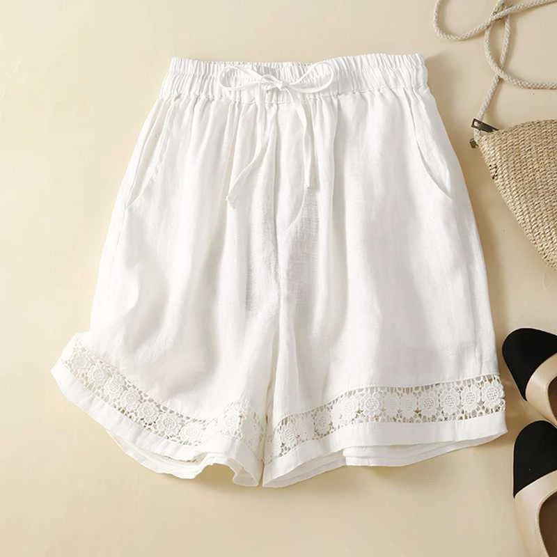 Isla | Lace Trim Drawstring Shorts with Elastic Waist