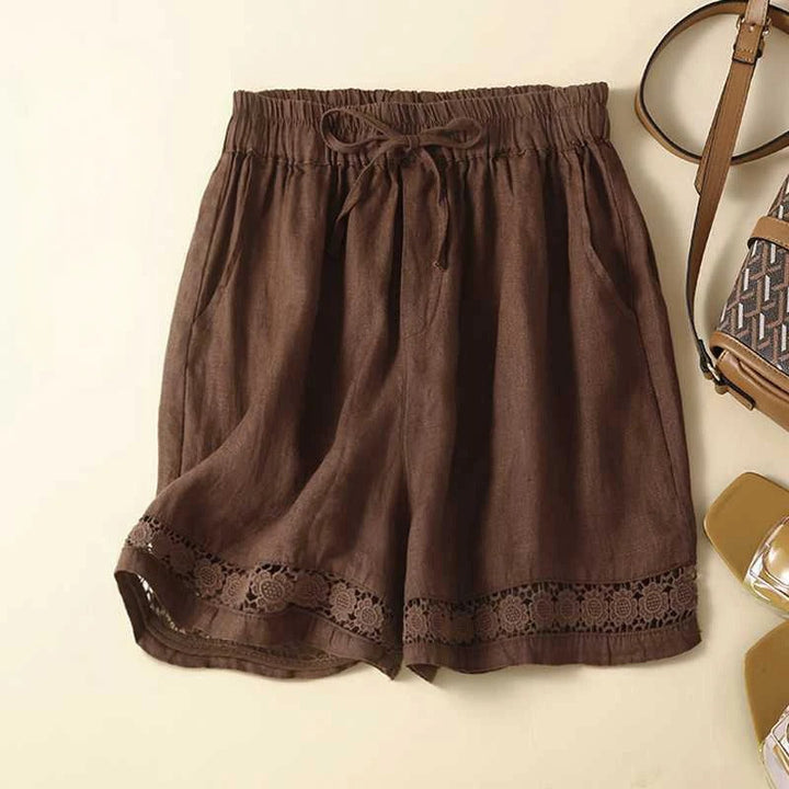 Isla | Lace Trim Drawstring Shorts with Elastic Waist