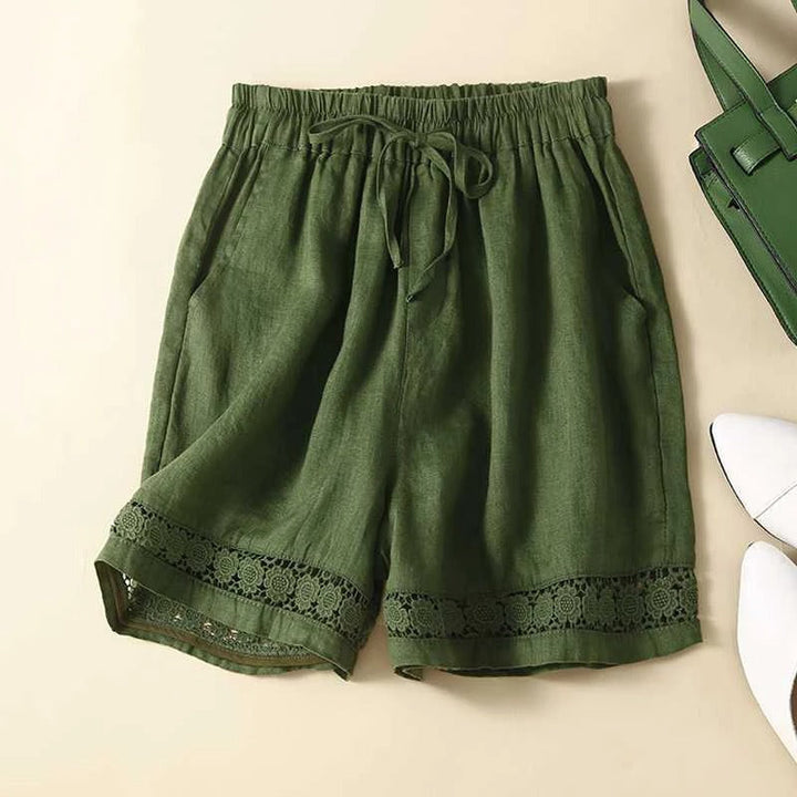 Isla | Lace Trim Drawstring Shorts with Elastic Waist