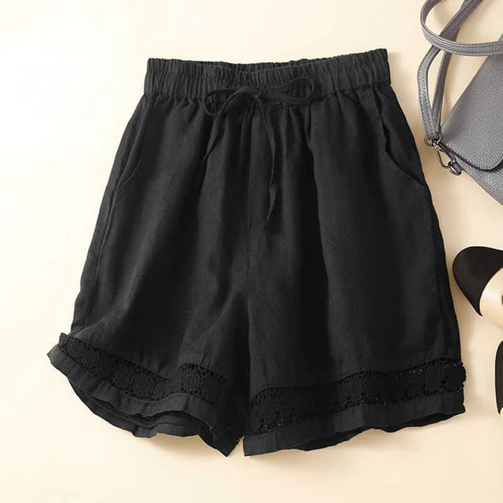 Isla | Lace Trim Drawstring Shorts with Elastic Waist