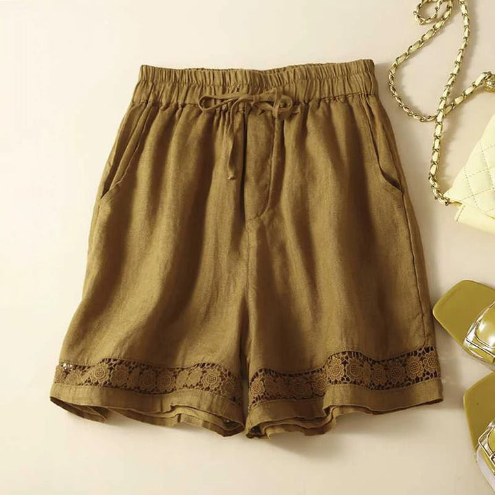Isla | Lace Trim Drawstring Shorts with Elastic Waist