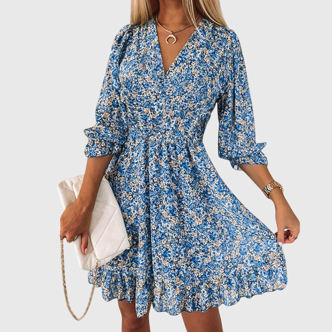 Isyvera | Chic Floral V-Neck Mini Dress