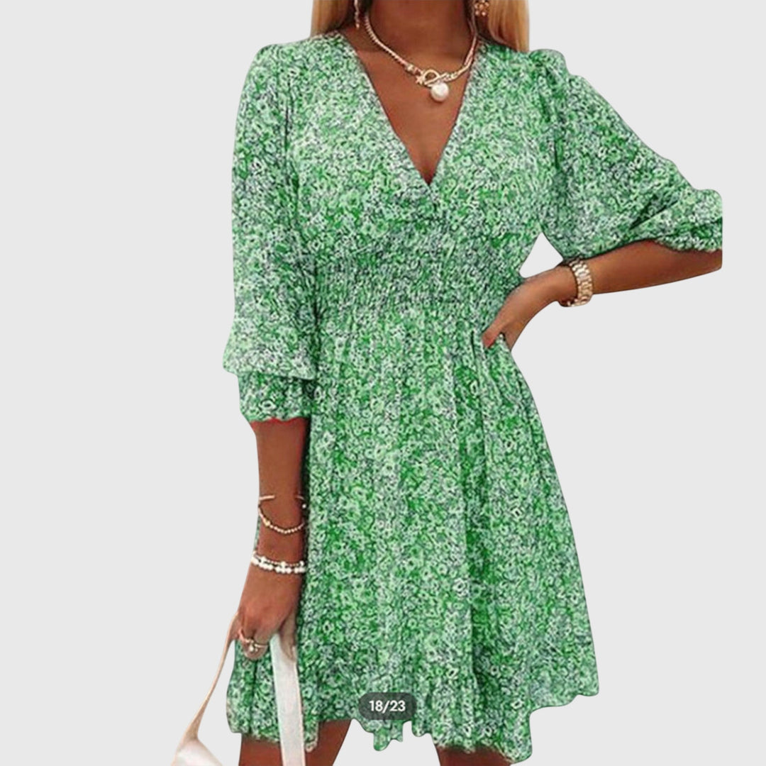 Isyvera | Chic Floral V-Neck Mini Dress