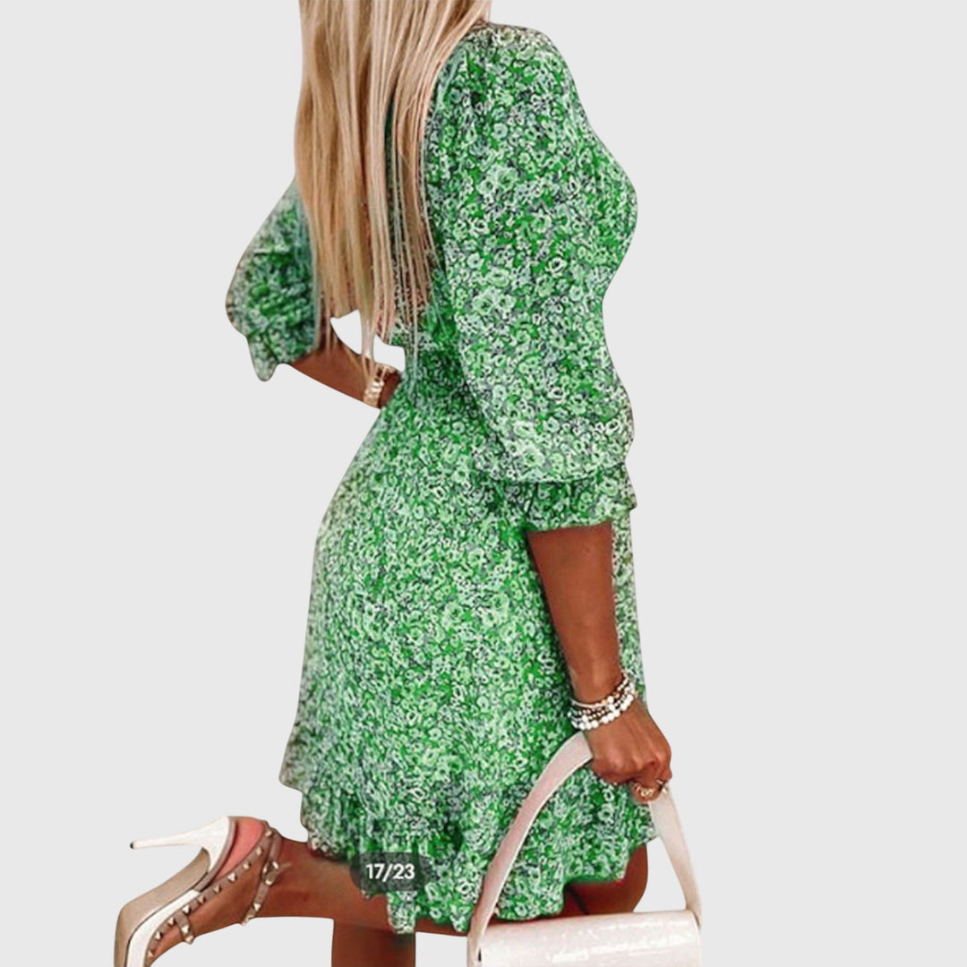 Isyvera | Chic Floral V-Neck Mini Dress