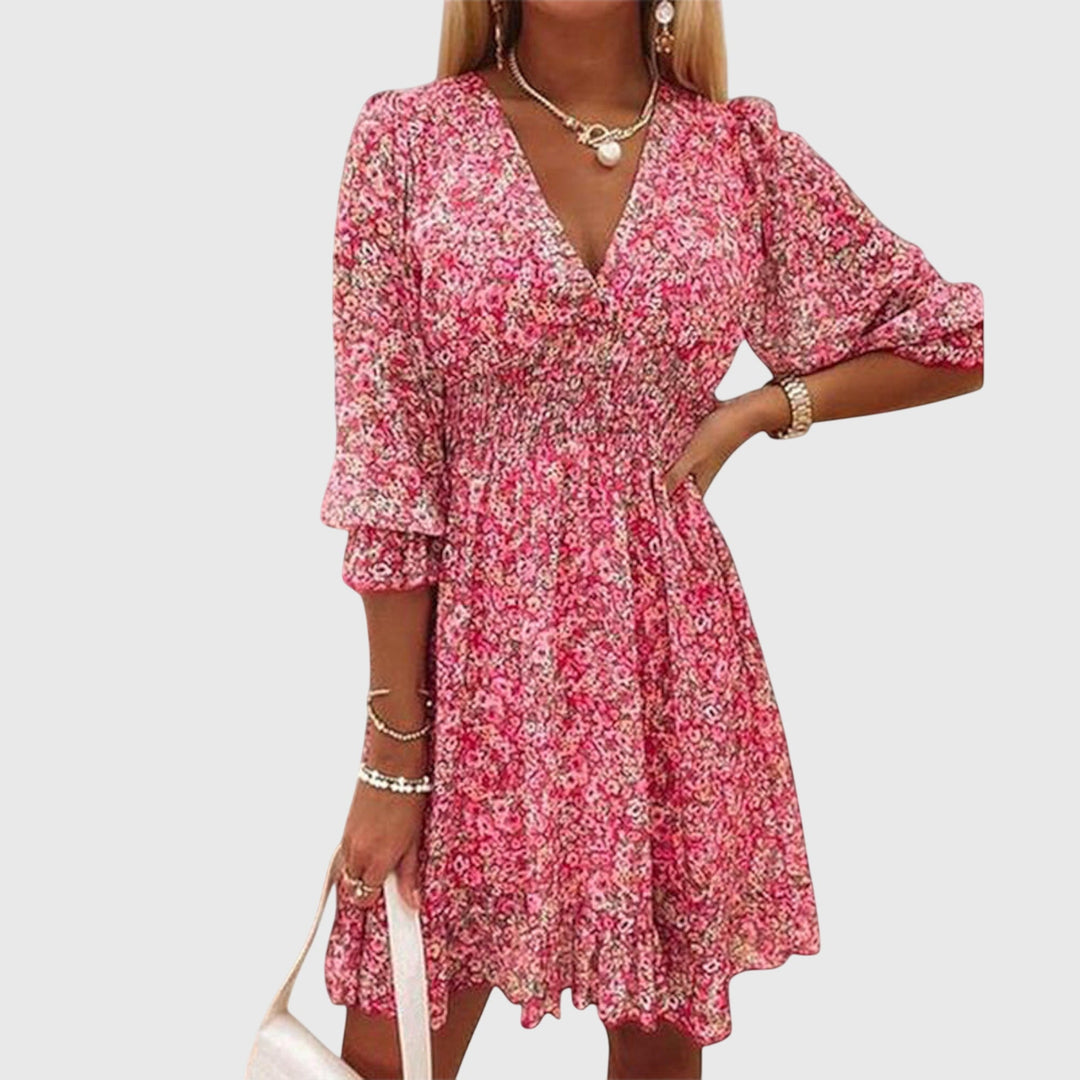 Isyvera | Chic Floral V-Neck Mini Dress