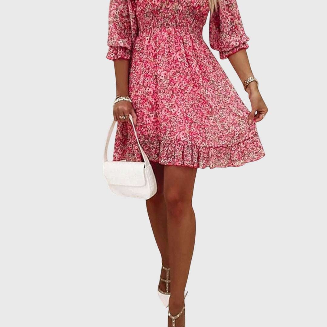 Isyvera | Chic Floral V-Neck Mini Dress