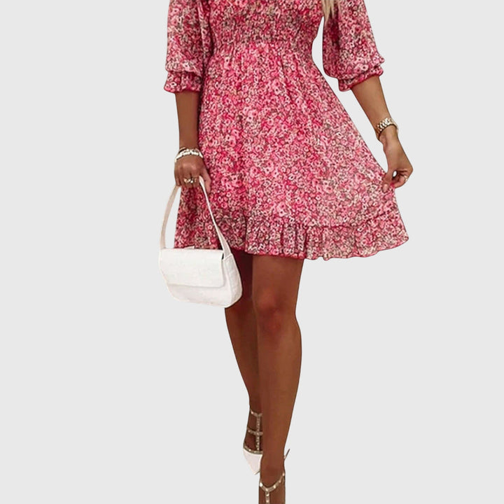 Isyvera | Chic Floral V-Neck Mini Dress