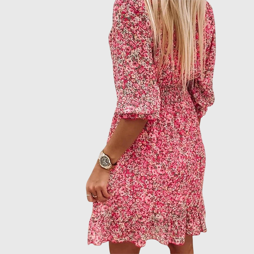 Isyvera | Chic Floral V-Neck Mini Dress