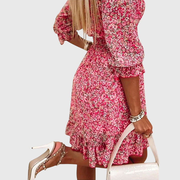 Isyvera | Chic Floral V-Neck Mini Dress