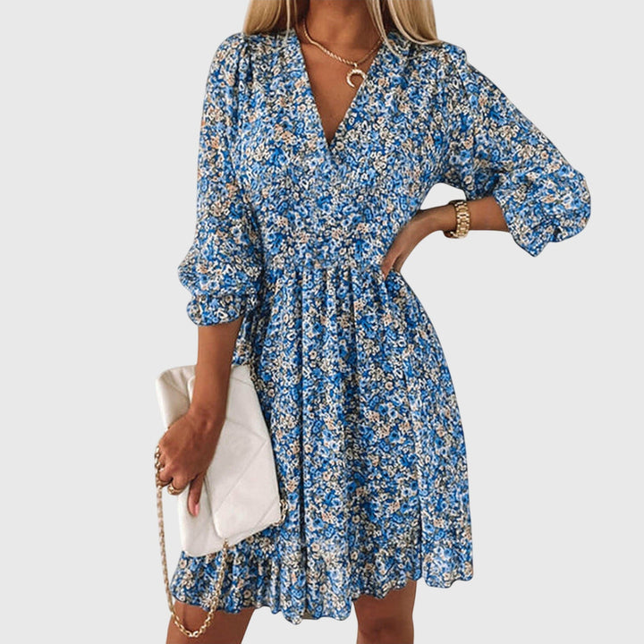 Isyvera | Chic Floral V-Neck Mini Dress