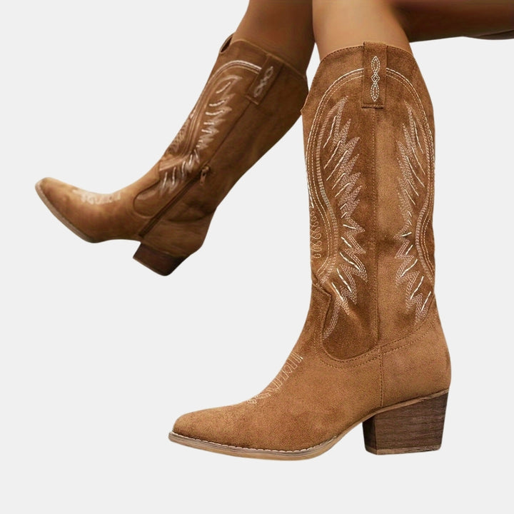 Iva | Classic Western Cowboy Boots with Embroidered Detail