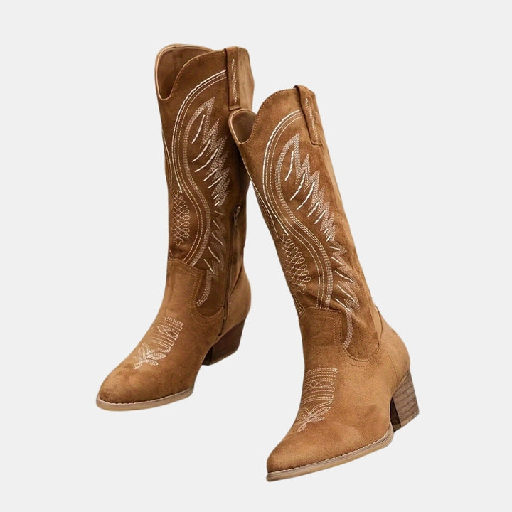 Iva | Classic Western Cowboy Boots with Embroidered Detail