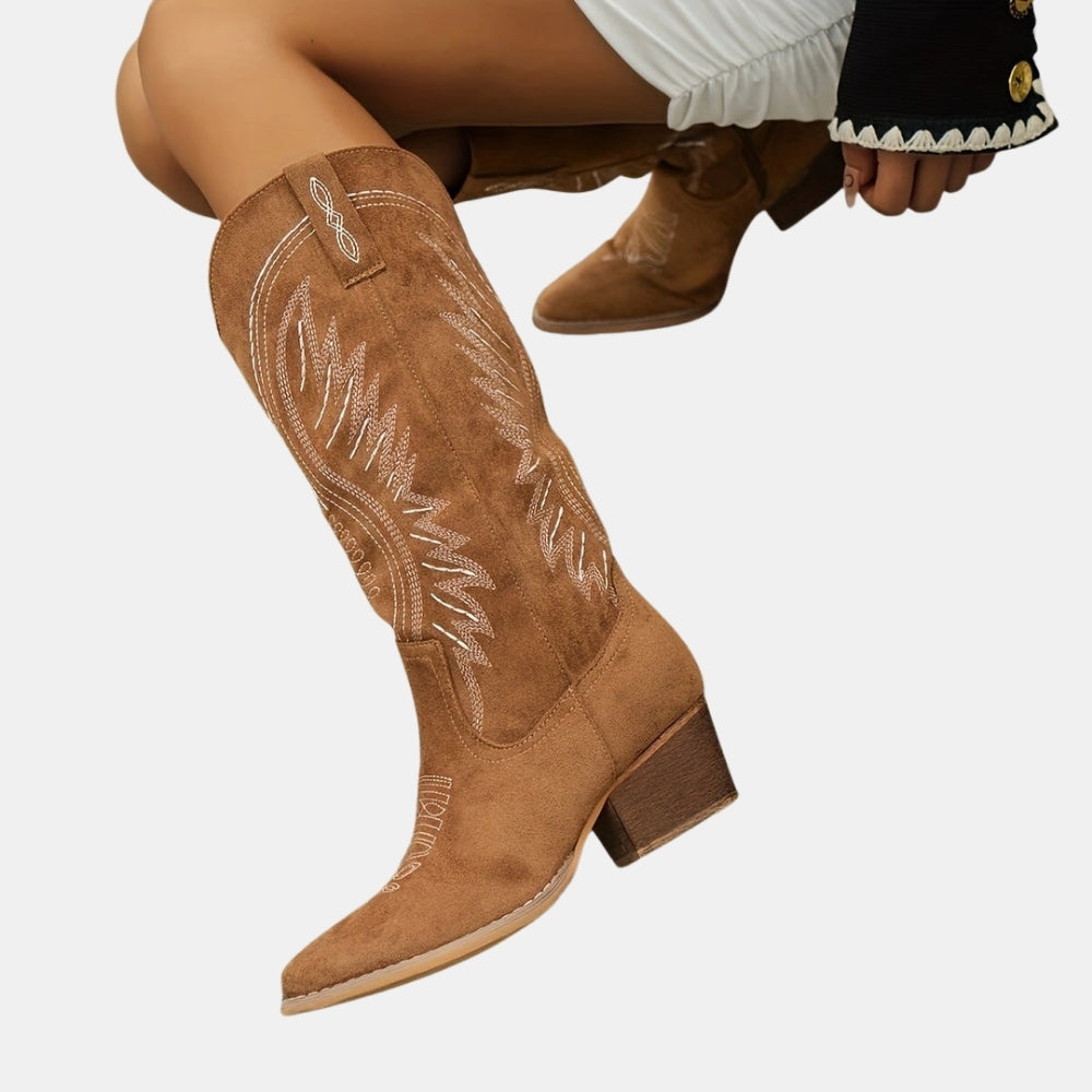 Iva | Classic Western Cowboy Boots with Embroidered Detail