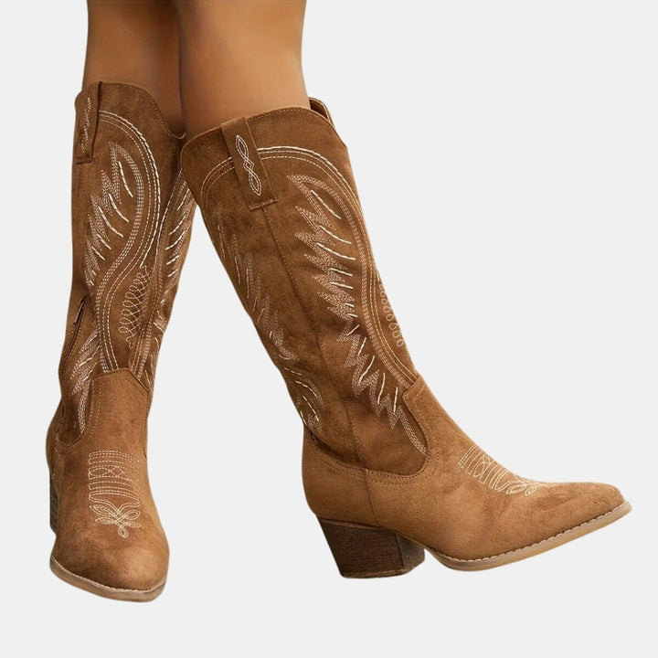 Iva | Classic Western Cowboy Boots with Embroidered Detail