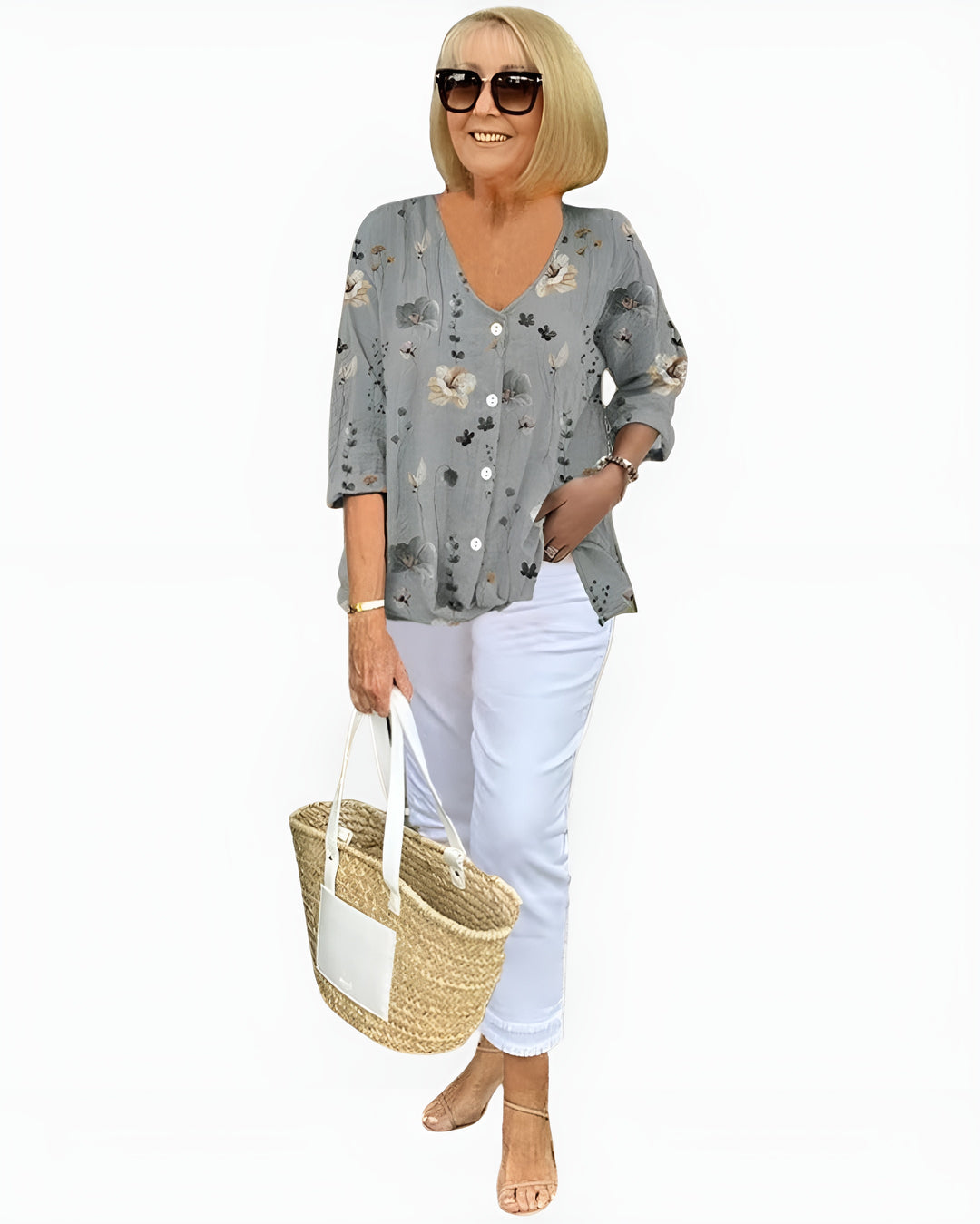 Iverlyssa | Floral Print V Neck Blouse