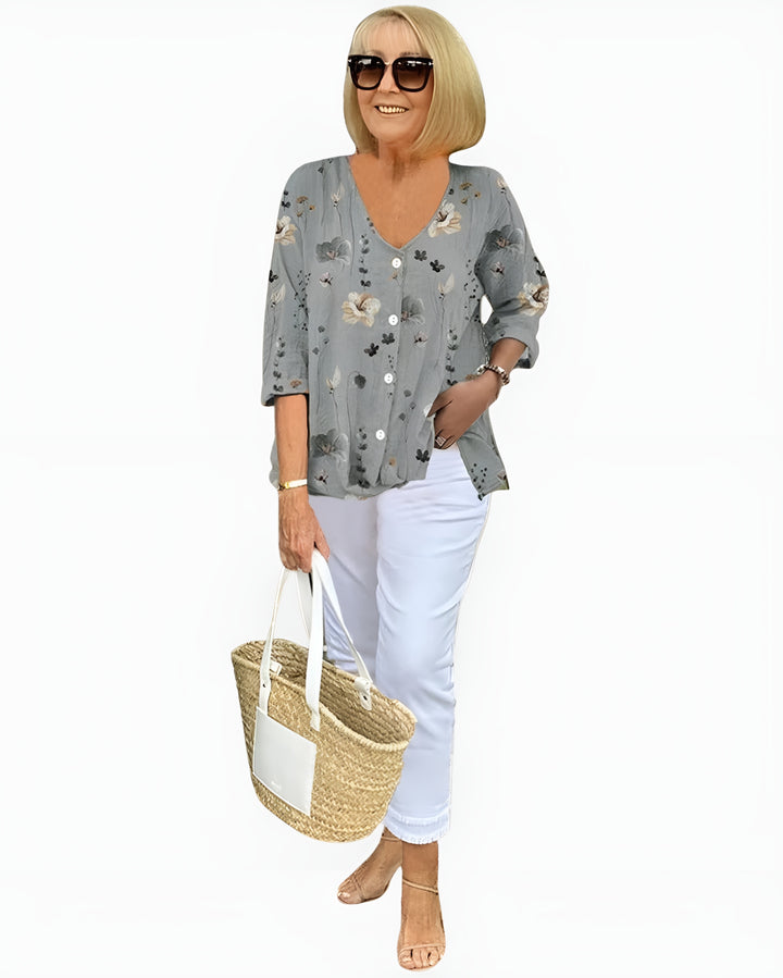 Iverlyssa | Floral Print V Neck Blouse