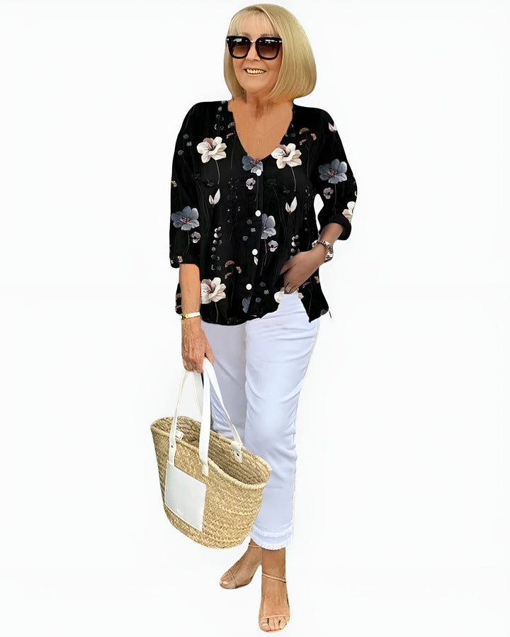 Iverlyssa | Floral Print V Neck Blouse
