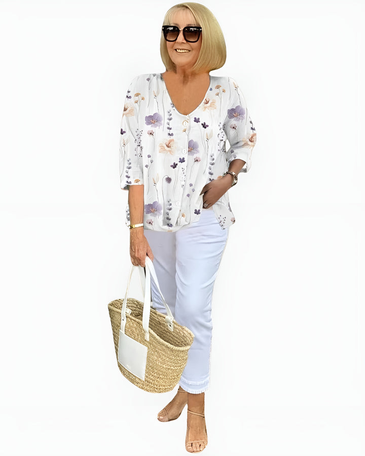 Iverlyssa | Floral Print V Neck Blouse