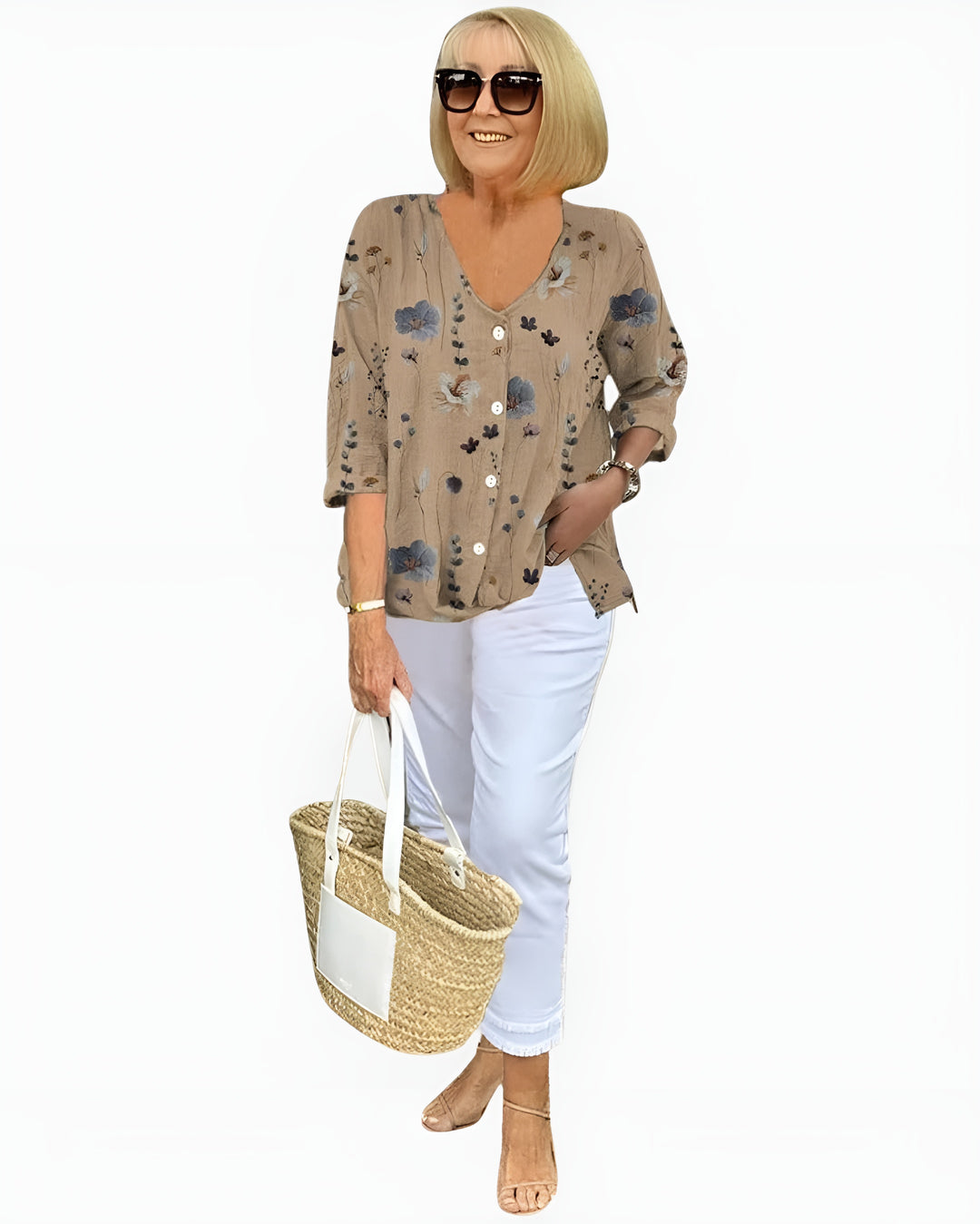 Iverlyssa | Floral Print V Neck Blouse