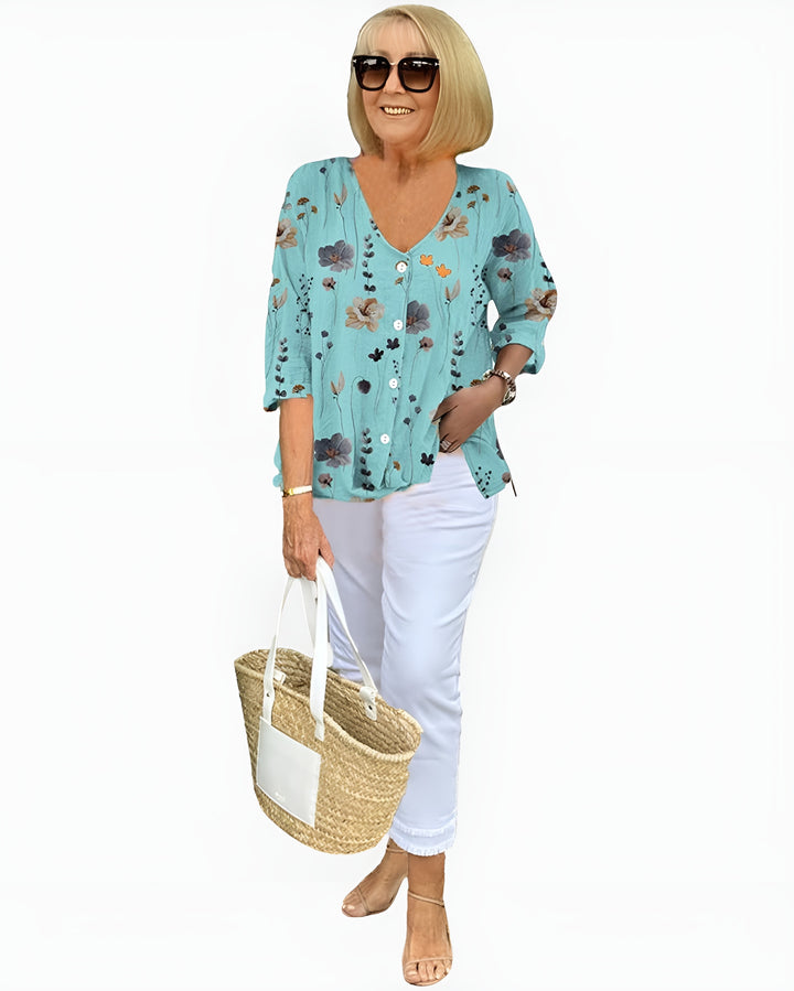 Iverlyssa | Floral Print V Neck Blouse
