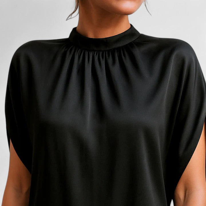Iverossa | Chic Satin Shift Dress with Mock Neck