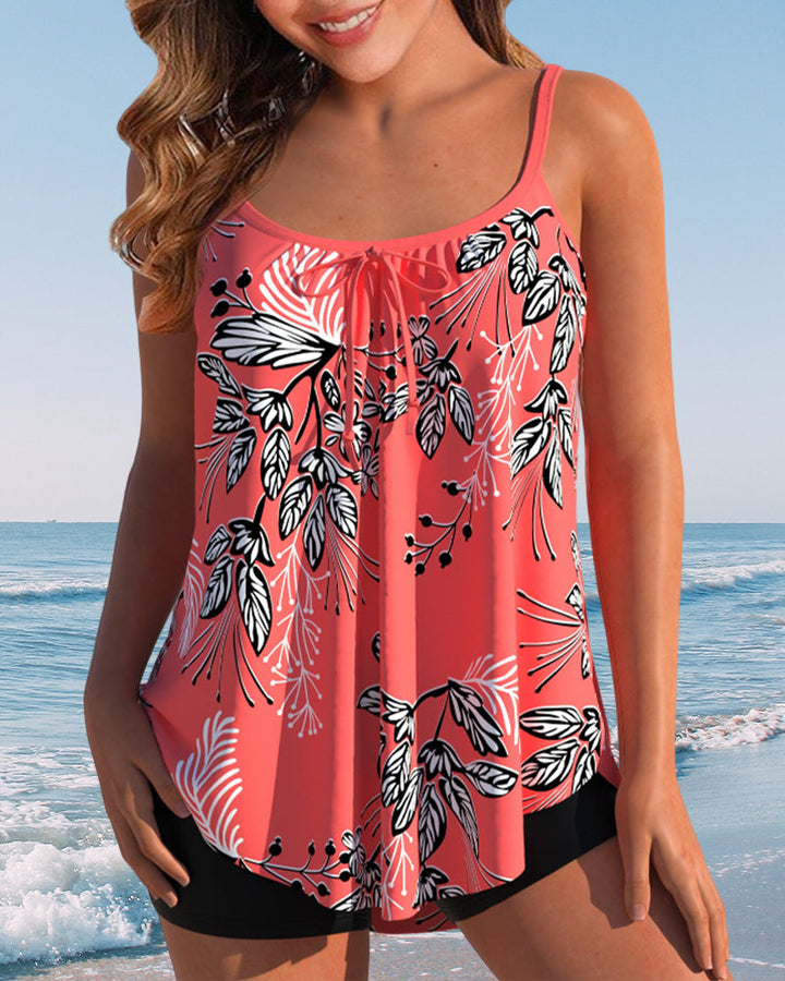 Jamie | Printed Tankini Set with Flowy Top