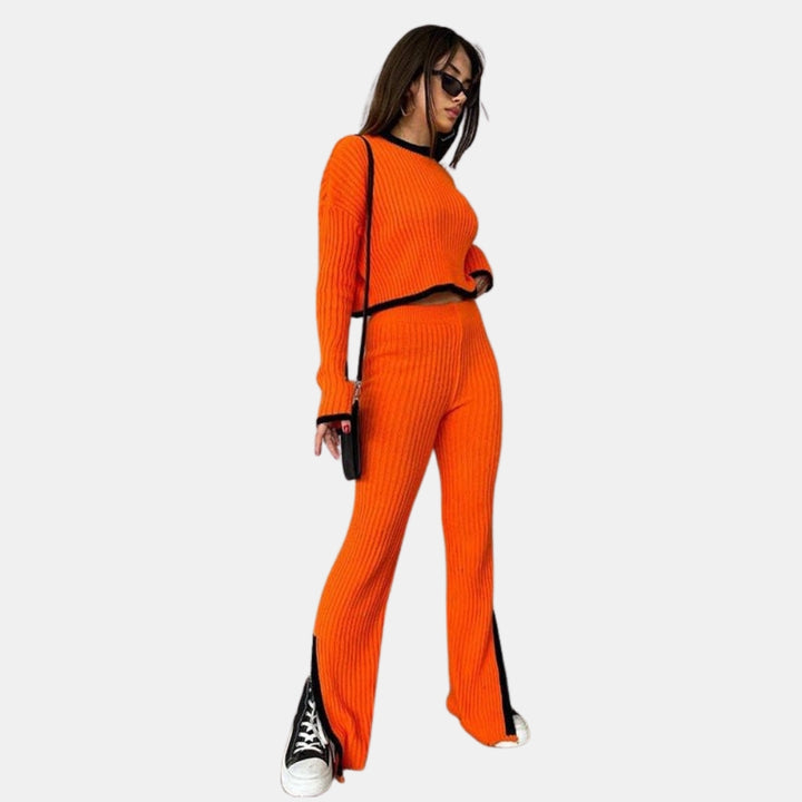 Jessamine | Ribbed Knit Sweater and Flare Pants Set