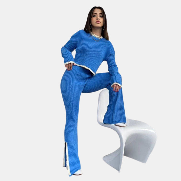 Jessamine | Ribbed Knit Sweater and Flare Pants Set