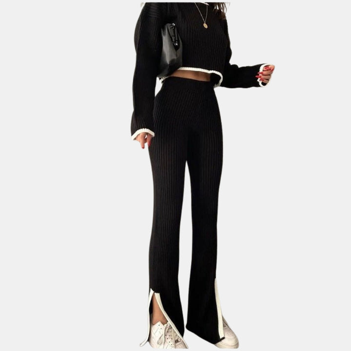 Jessamine | Ribbed Knit Sweater and Flare Pants Set