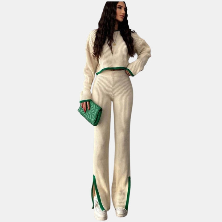Jessamine | Ribbed Knit Sweater and Flare Pants Set