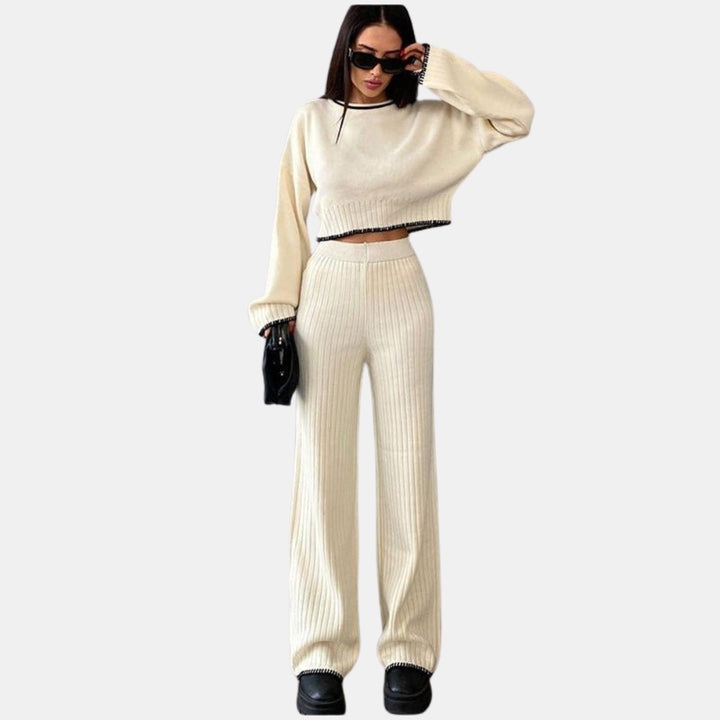 Jessamine | Ribbed Knit Sweater and Flare Pants Set