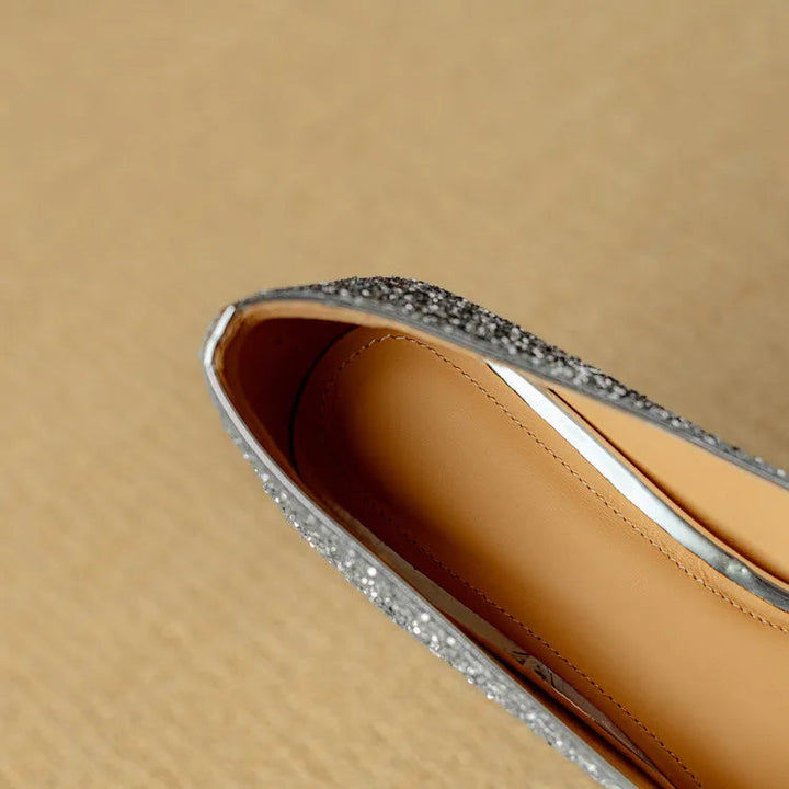 Jessika | Glitter Pointed Toe Pumps with Block Heel