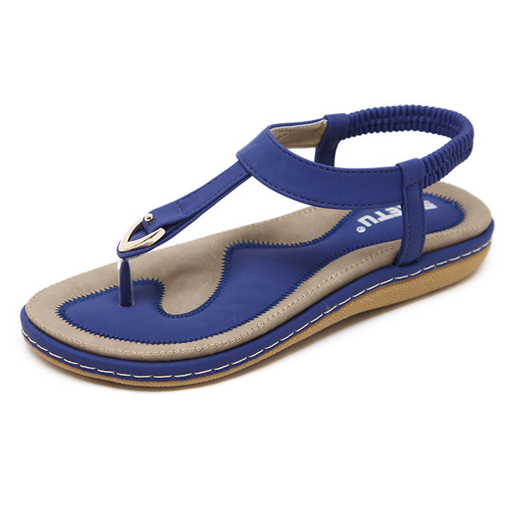 Jocasta | T-Strap Flat Sandals with Slingback Strap