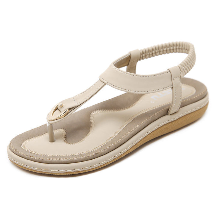 Jocasta | T-Strap Flat Sandals with Slingback Strap