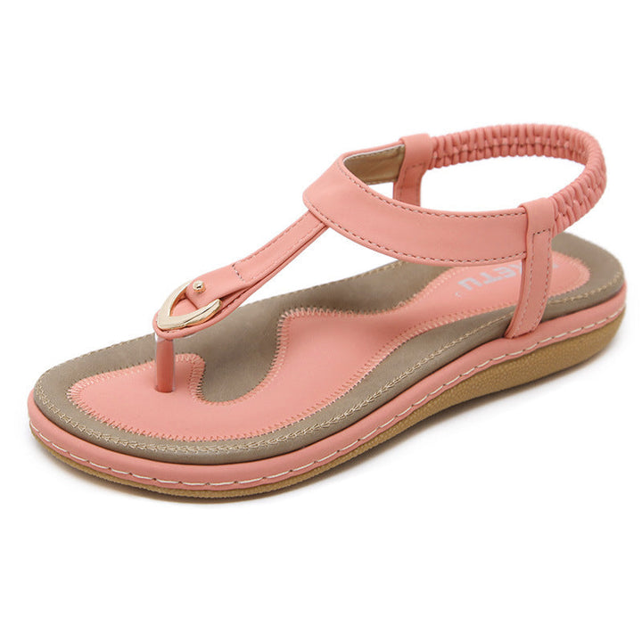Jocasta | T-Strap Flat Sandals with Slingback Strap
