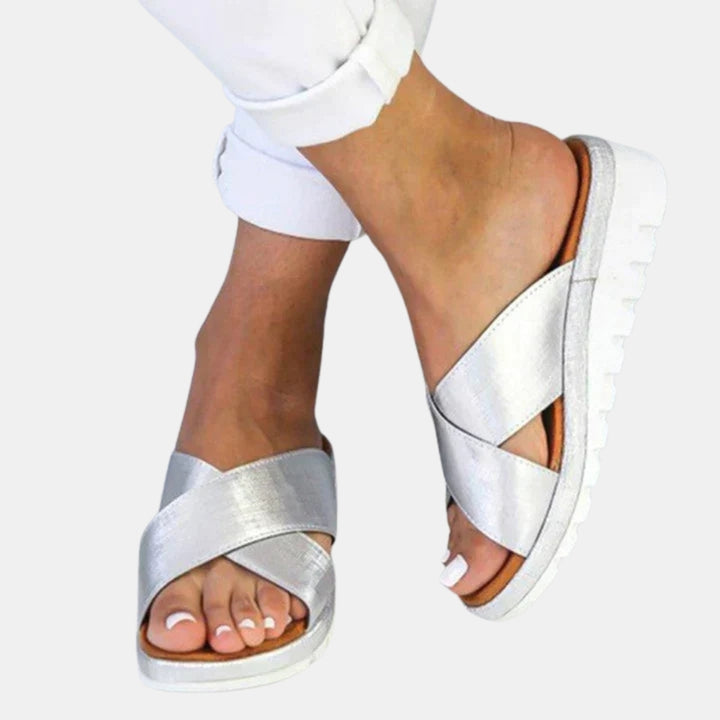 Jonelle | Slide Sandals with Cross Strap Design